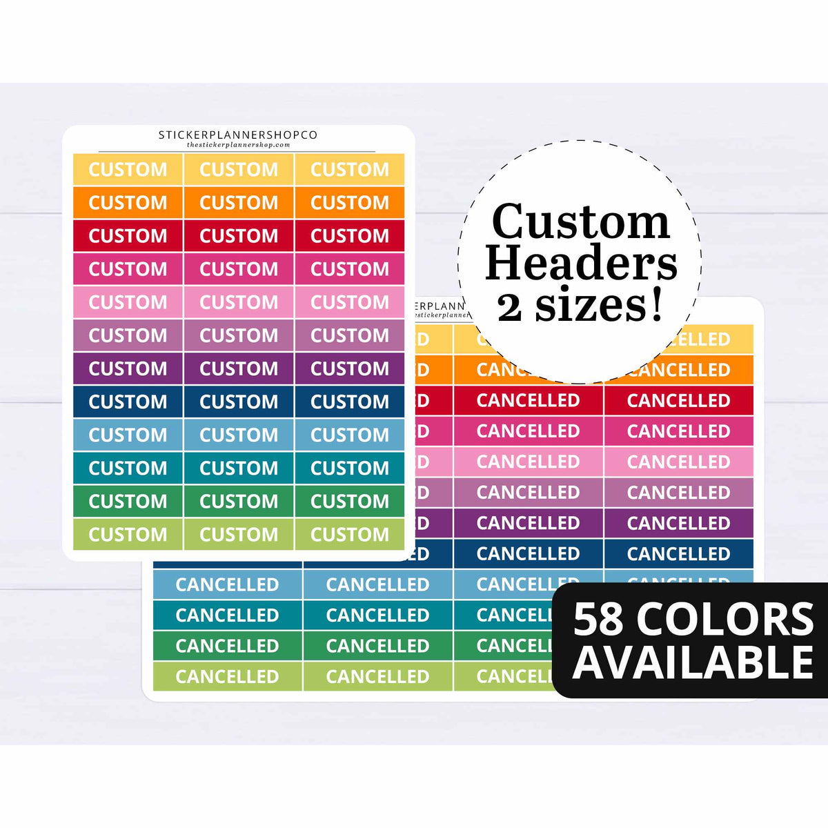 Custom Bold Header Stickers (2 Size Options) – The Sticker Planner Shop