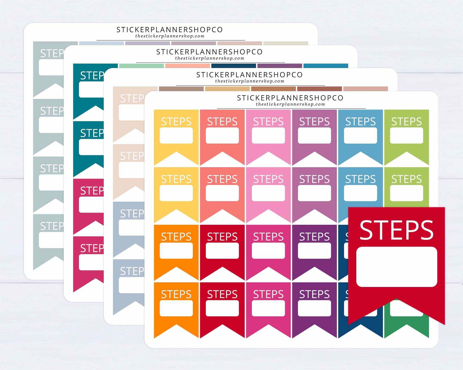 Editable Sticker Tracker Steps Tracking Flag Stickers – The Sticker Planner Shop
