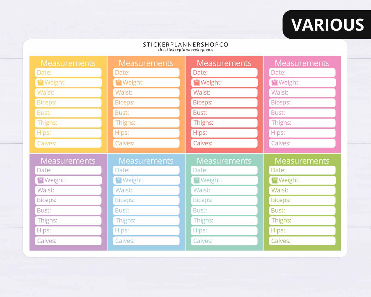 Measurement Stackable Sidebar Tracker Stickers – The Sticker Planner Shop