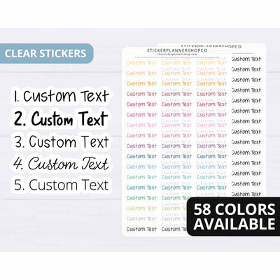 Clear Custom Text Stickers