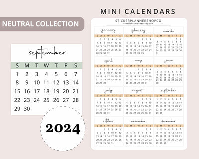 2024 mini calendar stickers