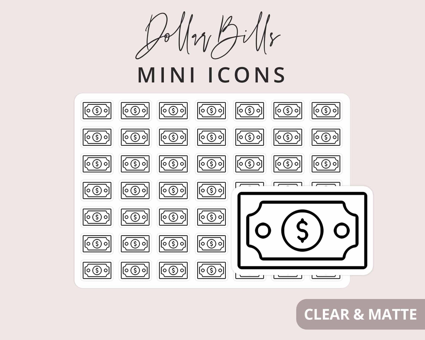 Sticker Dola Dollar Bill Mini Icon Sticker – The Sticker Planner Shop