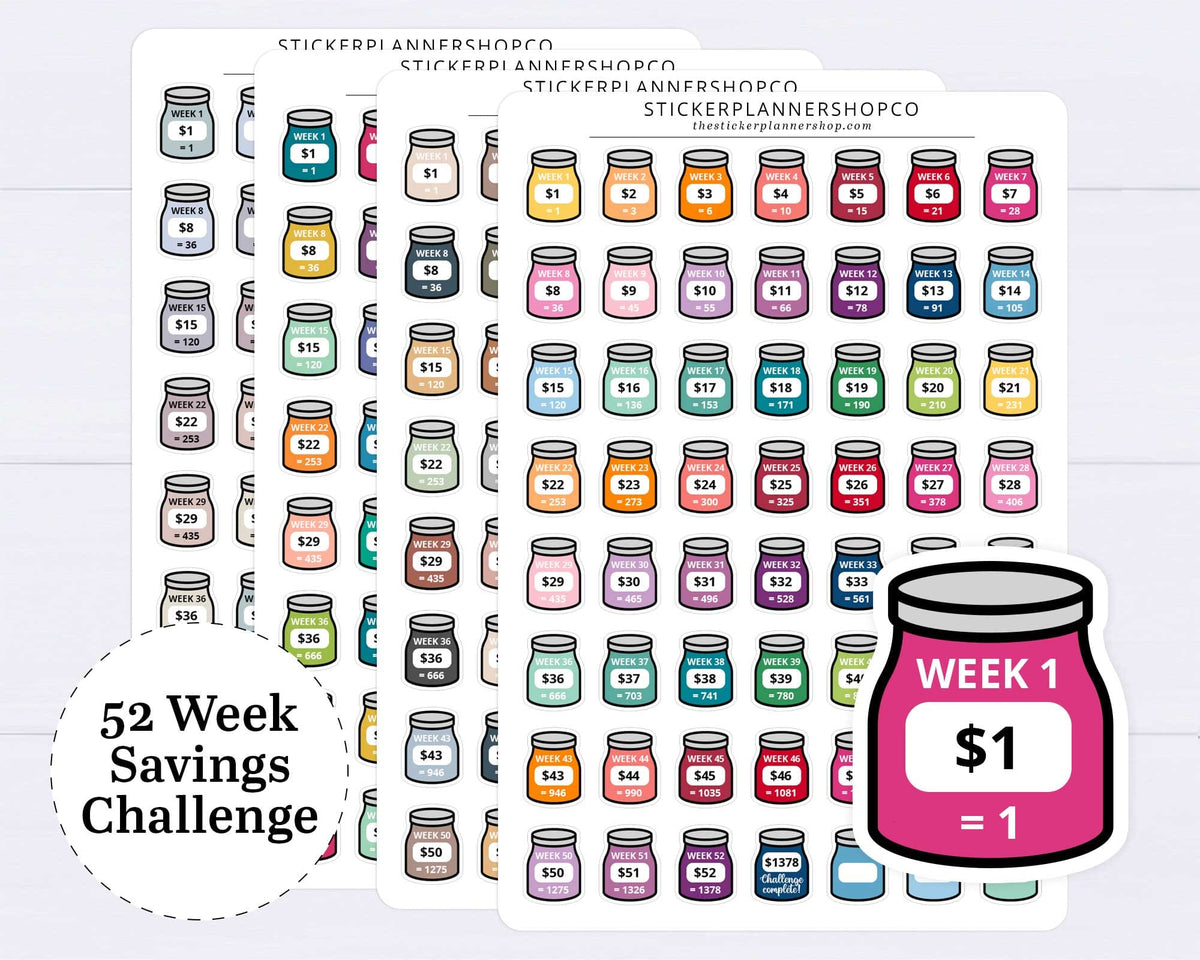 52 Week Budget Challenge Stickers – The Sticker Planner Shop
