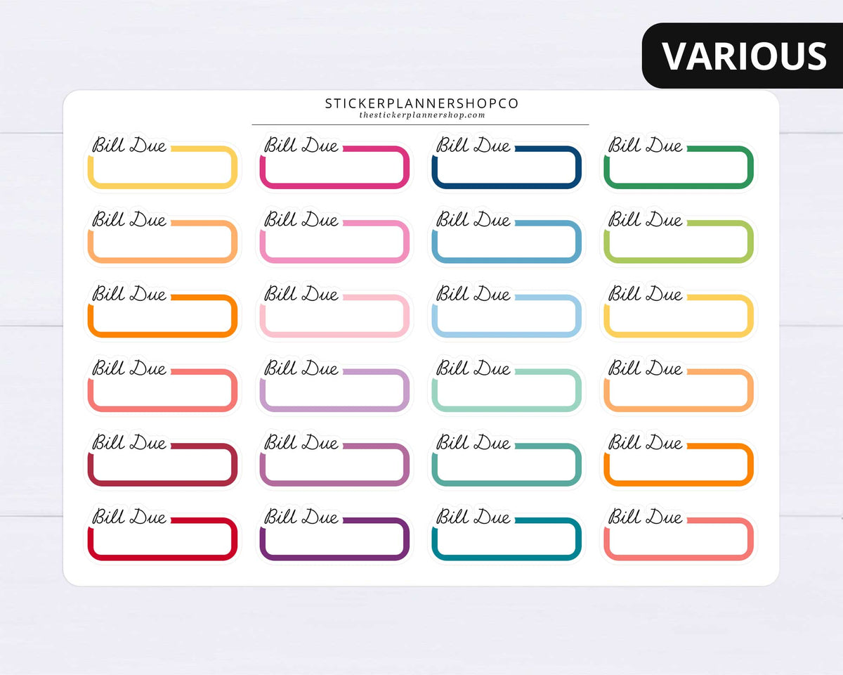 Bill Due Label Script Stickers – The Sticker Planner Shop