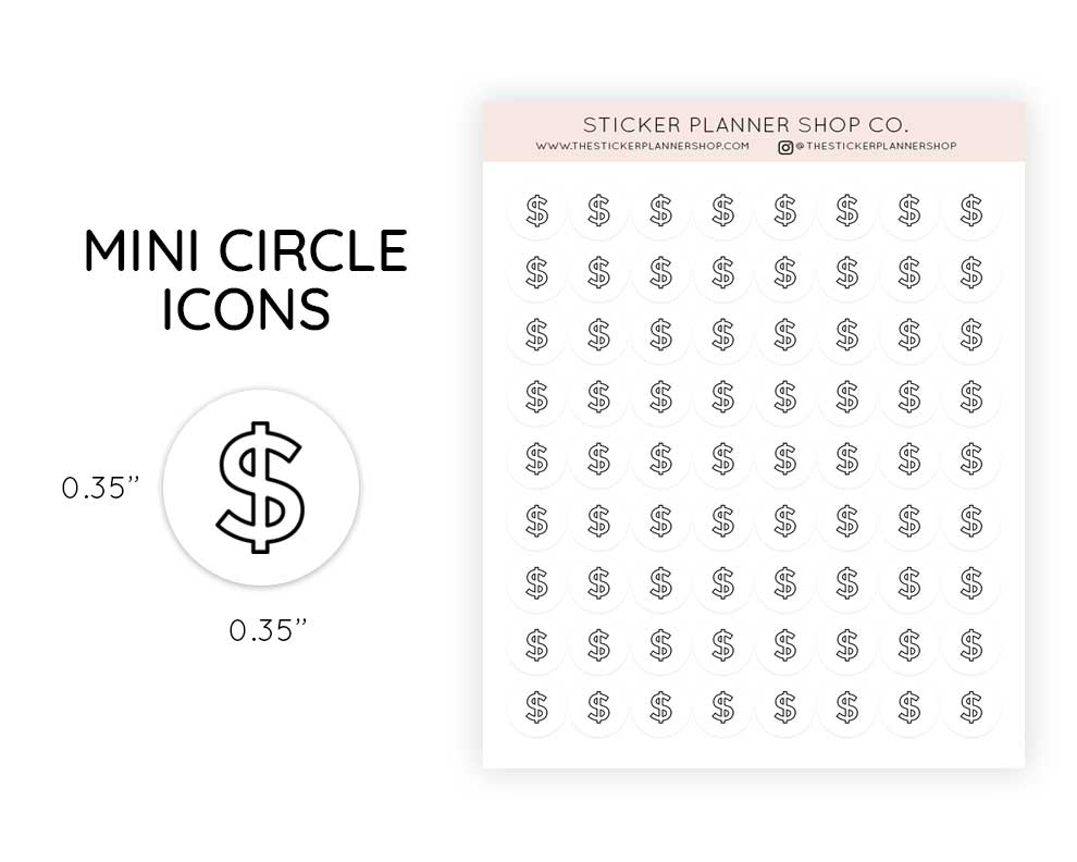 Dollar Sign Mini Icon Stickers – The Sticker Planner Shop