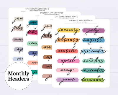 Brush Stroke Monthly Header Stickers