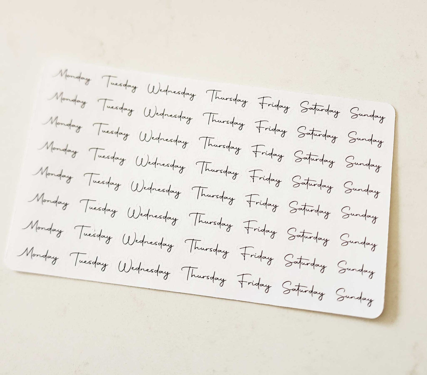 Days of the Week Sticker Sheet - Cursive