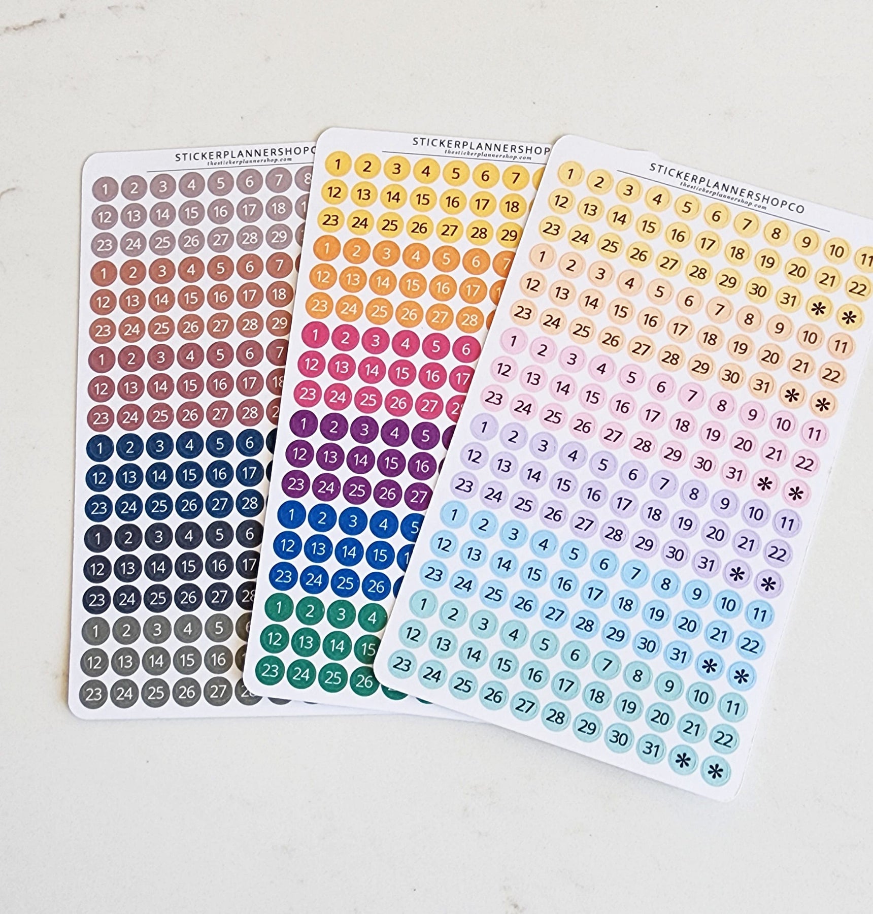 Fantasyon Colorful Date Round Dots Stickers, 12 Planner Sticker Sheets  Dates Sticker Bundle, 420 Dates Planner Stickers for Customizing Planners