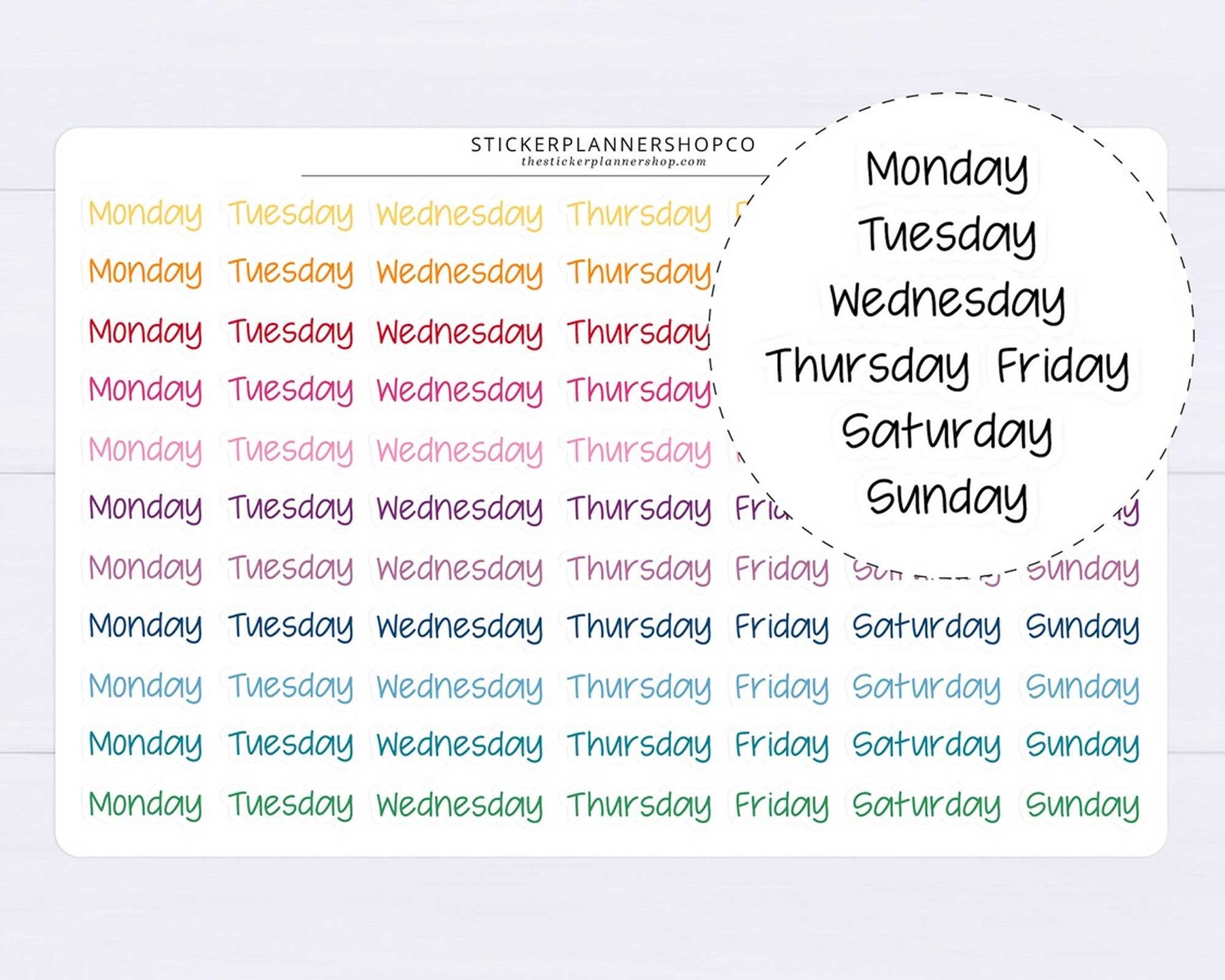 Days of the week stickers – The Sticker Planner Shop